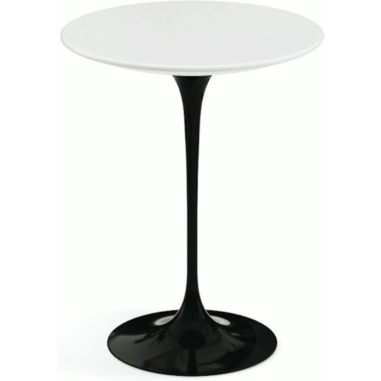 Saarinen Side Table - 16" Round side/end table Knoll Black White laminate, Satin finish
