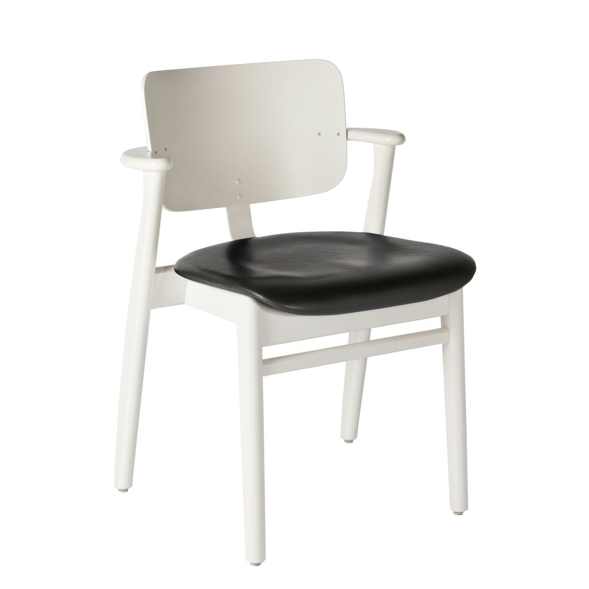 Domus Chair lounge chair Artek White Stained Birch Frame Finish / Black Leather Prestige Seat