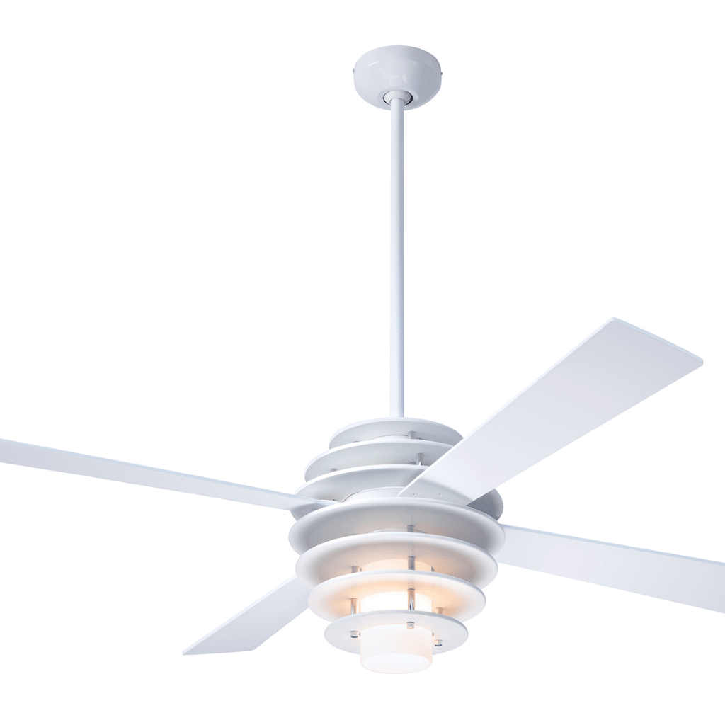 Stella Ceiling Fan Ceiling Fans Modern Fan Co White/Gloss White 002 Fan and Light - 3 wires
