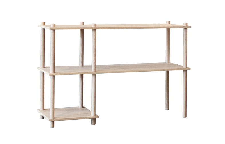 Elevate Shelving System Modular Accessories Woud Configuration 2 White Pigmented Oak