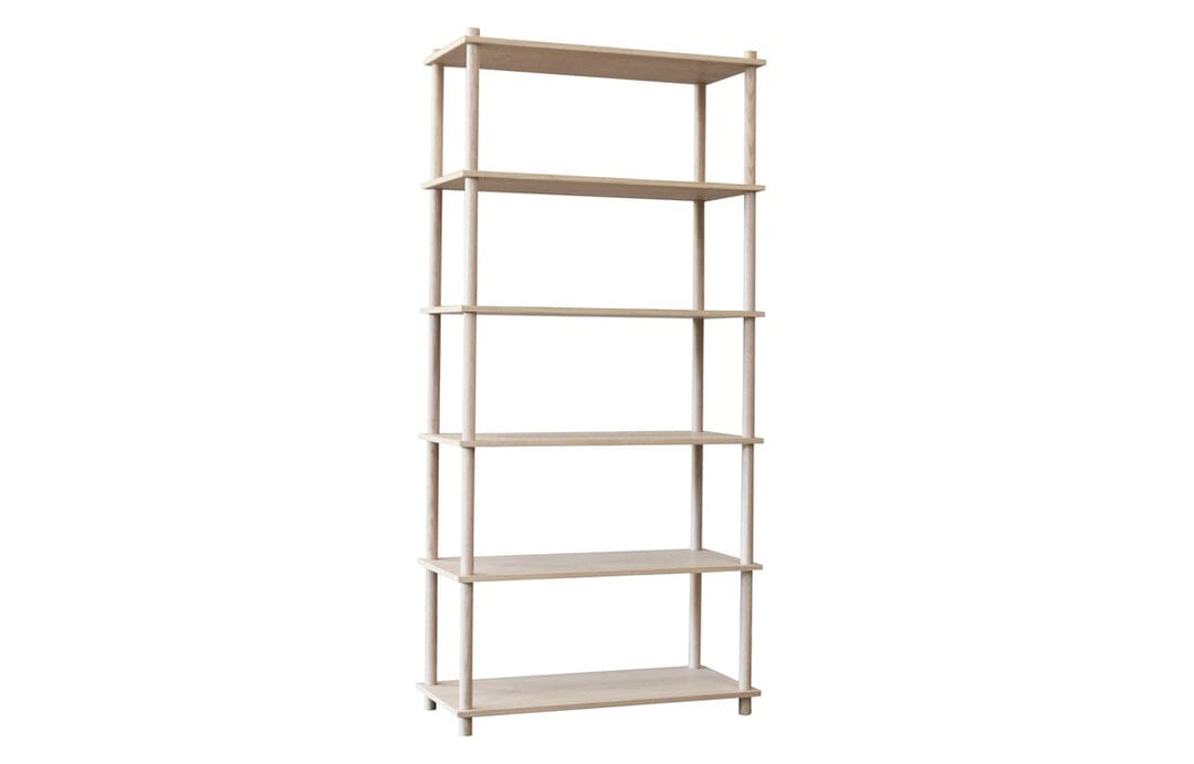 Elevate Shelving System Modular Accessories Woud Configuration 5 White Pigmented Oak