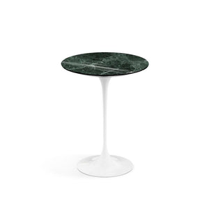 Saarinen Side Table - 16" Round side/end table Knoll White Verde Alpi marble, Shiny finish 
