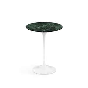 Saarinen Side Table - 16" Round side/end table Knoll White Verde Alpi marble, Satin finish 