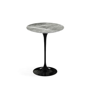 Saarinen Side Table - 16" Round side/end table Knoll Black Grey marble, Shiny finish 