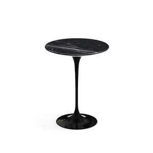 Saarinen Side Table - 16" Round side/end table Knoll Black Nero Marquina marble, Shiny finish 