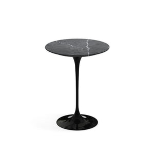 Saarinen Side Table - 16" Round side/end table Knoll Black Grigio Marquina marble, Satin finish 