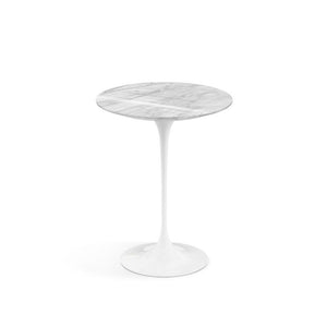 Saarinen Side Table - 16" Round side/end table Knoll White Carrara marble, Shiny finish 