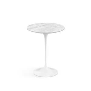 Saarinen Side Table - 16" Round side/end table Knoll White Carrara marble, Satin finish 