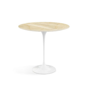 Saarinen Side Table - 22” Oval side/end table Knoll White Empire Beige marble, Shiny finish 