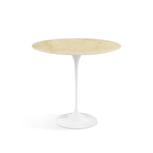 Saarinen Side Table - 22” Oval side/end table Knoll White Empire Beige marble, Satin finish 