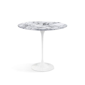 Saarinen Side Table - 22” Oval side/end table Knoll White Arabescato marble, Shiny finish 