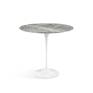 Saarinen Side Table - 22” Oval side/end table Knoll White Grey marble, Shiny finish 