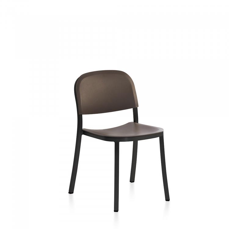 Emeco 1 Inch Stacking Chair Chairs Emeco Dark Powder Coated Aluminum Brown