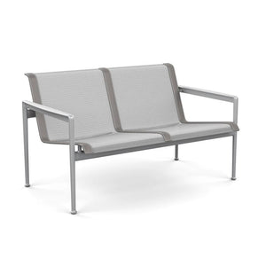 1966 Two Seat Lounge chair with Arms Outdoors Knoll Light Silver Frame with Aluminum Mesh & Grey Strap 