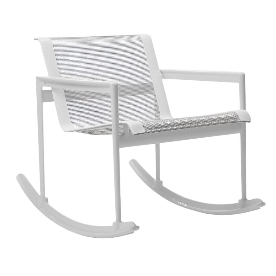 1966 Single Rocker lounge chair Knoll White with White Mesh & Strap