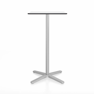 Emeco 2 Inch X Base Bar Table - Square bar seating Emeco 24" / 60cm Silver Powder Coated White HPL