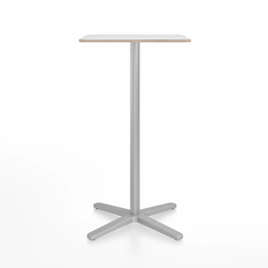 Emeco 2 Inch X Base Bar Table - Square bar seating Emeco 24" / 60cm Silver Powder Coated White Laminate Plywood