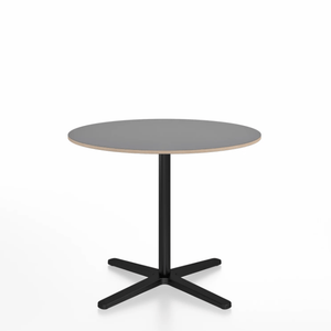 Emeco 2 Inch X Base Cafe Table - Round Coffee Tables Emeco 36 / 91cm Black Powder Coated Grey Laminate Plywood