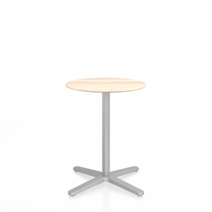 Emeco 2 Inch X Base Cafe Table - Round Coffee Tables Emeco 24" / 60cm Silver Powder Coated Accoya (Outdoor Approved)