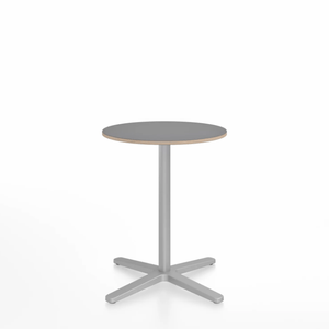 Emeco 2 Inch X Base Cafe Table - Round Coffee Tables Emeco 24" / 60cm Silver Powder Coated Grey Laminate Plywood