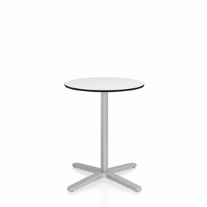 Emeco 2 Inch X Base Cafe Table - Round Coffee Tables Emeco 24" / 60cm Silver Powder Coated White HPL