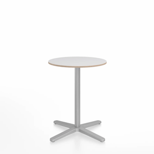Emeco 2 Inch X Base Cafe Table - Round Coffee Tables Emeco 24" / 60cm Silver Powder Coated White Laminate Plywood