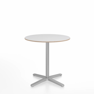 Emeco 2 Inch X Base Cafe Table - Round Coffee Tables Emeco 30" / 76cm Silver Powder Coated White Laminate Plywood