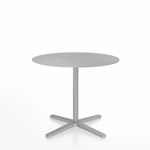 Emeco 2 Inch X Base Cafe Table - Round Coffee Tables Emeco 36 / 91cm Silver Powder Coated Hand Brushed Aluminum