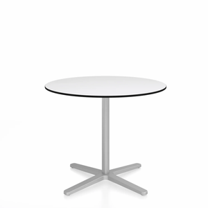Emeco 2 Inch X Base Cafe Table - Round Coffee Tables Emeco 36 / 91cm Silver Powder Coated White HPL