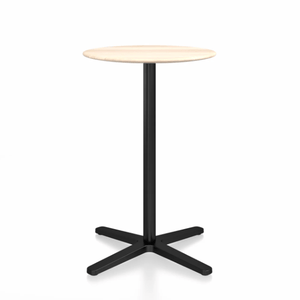 Emeco 2 Inch X Base Counter Table - Round bar seating Emeco 24" / 60cm Black Powder Coated Accoya (Outdoor Approved)