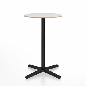Emeco 2 Inch X Base Counter Table - Round bar seating Emeco 24" / 60cm Black Powder Coated White Laminate Plywood