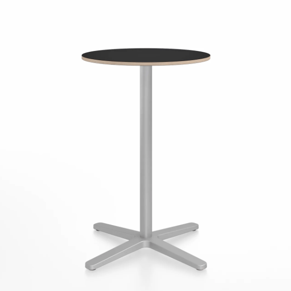 Emeco 2 Inch X Base Counter Table - Round bar seating Emeco 24" / 60cm Silver Powder Coated Black Laminate Plywood