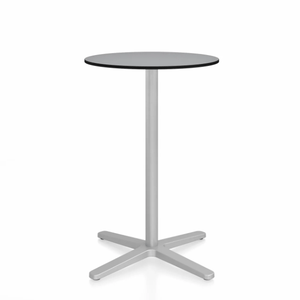 Emeco 2 Inch X Base Counter Table - Round bar seating Emeco 24" / 60cm Silver Powder Coated Grey HPL
