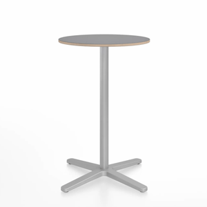Emeco 2 Inch X Base Counter Table - Round bar seating Emeco 24" / 60cm Silver Powder Coated Grey Laminate Plywood