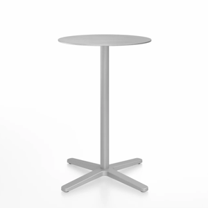 Emeco 2 Inch X Base Counter Table - Round bar seating Emeco 24" / 60cm Silver Powder Coated Hand Brushed Aluminum