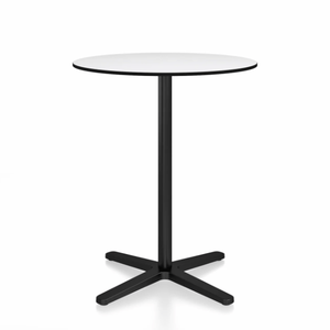 Emeco 2 Inch X Base Counter Table - Round bar seating Emeco 30" / 76cm Black Powder Coated White HPL