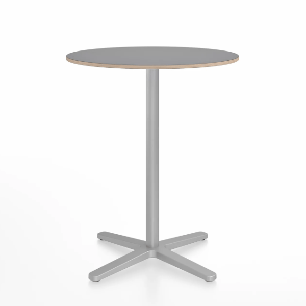 Emeco 2 Inch X Base Counter Table - Round bar seating Emeco 30" / 76cm Silver Powder Coated Grey Laminate Plywood