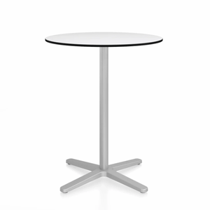 Emeco 2 Inch X Base Counter Table - Round bar seating Emeco 30" / 76cm Silver Powder Coated White HPL