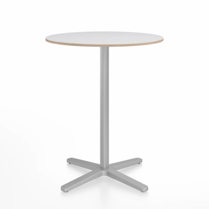 Emeco 2 Inch X Base Counter Table - Round bar seating Emeco 30" / 76cm Silver Powder Coated White Laminate Plywood