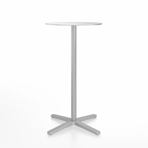 Emeco 2 Inch X Base Bar Table - Round bar seating Emeco 24" / 60cm Silver Powder Coated Hand Brushed Aluminum