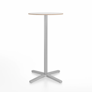 Emeco 2 Inch X Base Bar Table - Round bar seating Emeco 24" / 60cm Silver Powder Coated White Laminate Plywood