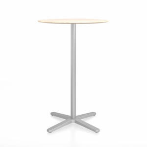 Emeco 2 Inch X Base Bar Table - Round bar seating Emeco 30" / 76cm Silver Powder Coated Accoya (Outdoor Approved)