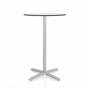 Emeco 2 Inch X Base Bar Table - Round bar seating Emeco 30" / 76cm Silver Powder Coated White HPL