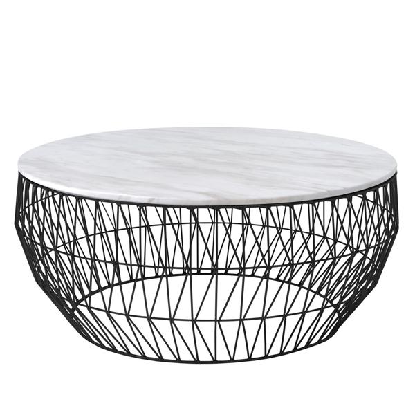 36” Coffee Table Coffee Tables Bend Goods Black White Marble Top (Indoor Use Only) +$300.00