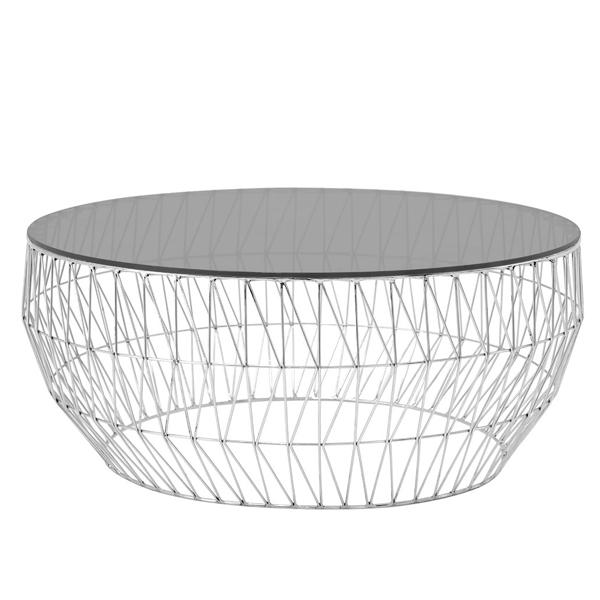 36” Coffee Table Coffee Tables Bend Goods Chrome Smoke Glass Top +$160.00