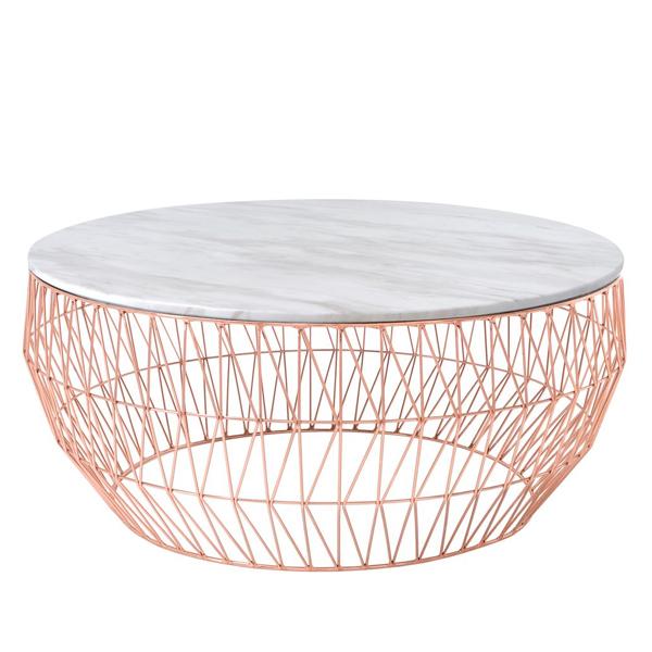 36” Coffee Table Coffee Tables Bend Goods Copper White Marble Top (Indoor Use Only) +$300.00