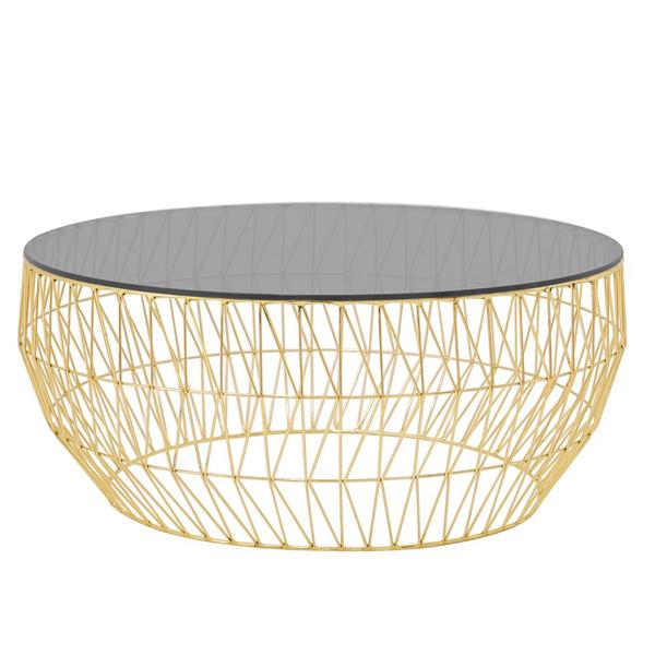 36” Coffee Table Coffee Tables Bend Goods Vintage Gold Smoke Glass Top +$160.00