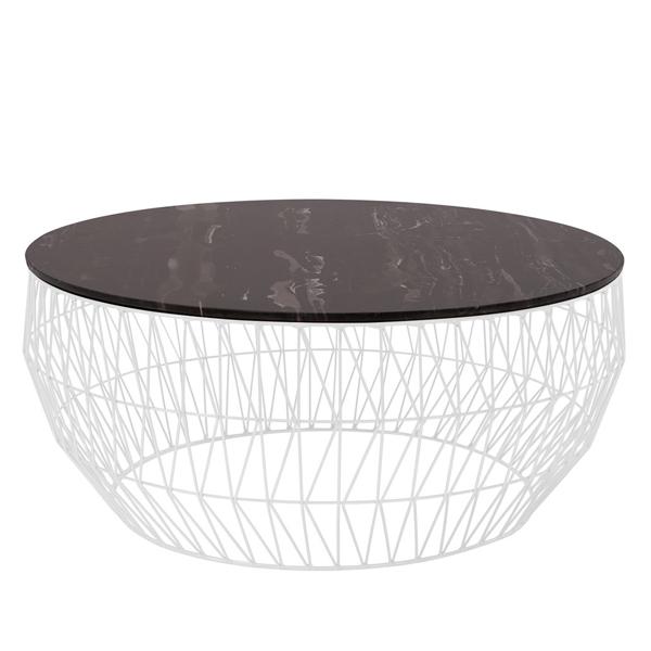 36” Coffee Table Coffee Tables Bend Goods White Black Marble Top +$300.00