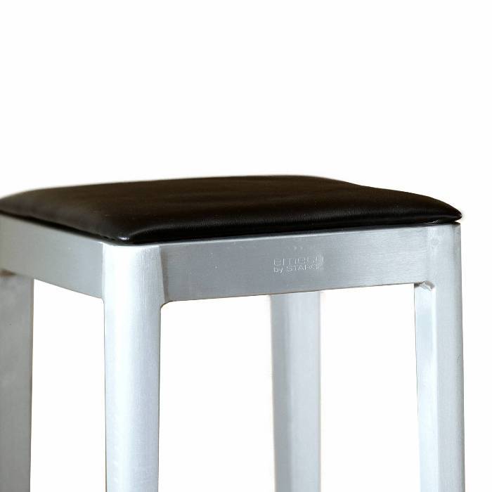Emeco Short Stool 18" Stools Emeco Hand-Brushed Black Vinyl Seat Pad + $155.00