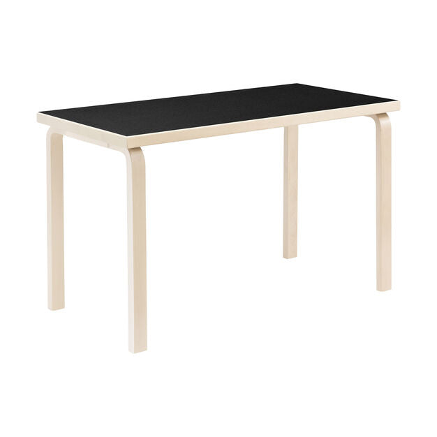 AALTO Table Rectangular 80A Tables Artek Top Black Linoleum | Legs and Edge Band Natural Lacquered + $110.00